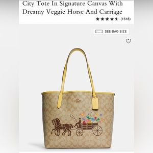 coach City Tote In Signature Canvas With Dreamy Veggie Horse And Carriage